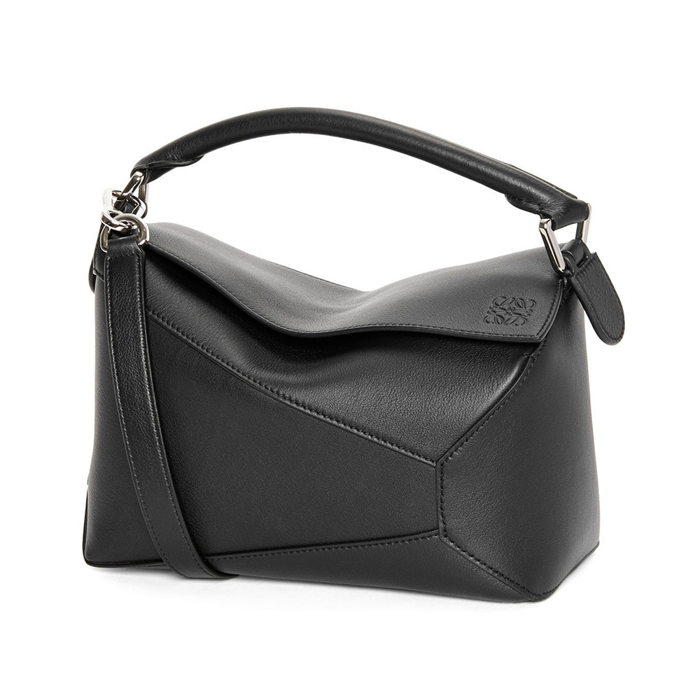 LOEWE Small Puzzle Edge Bag in Classic Calfskin Black Shw