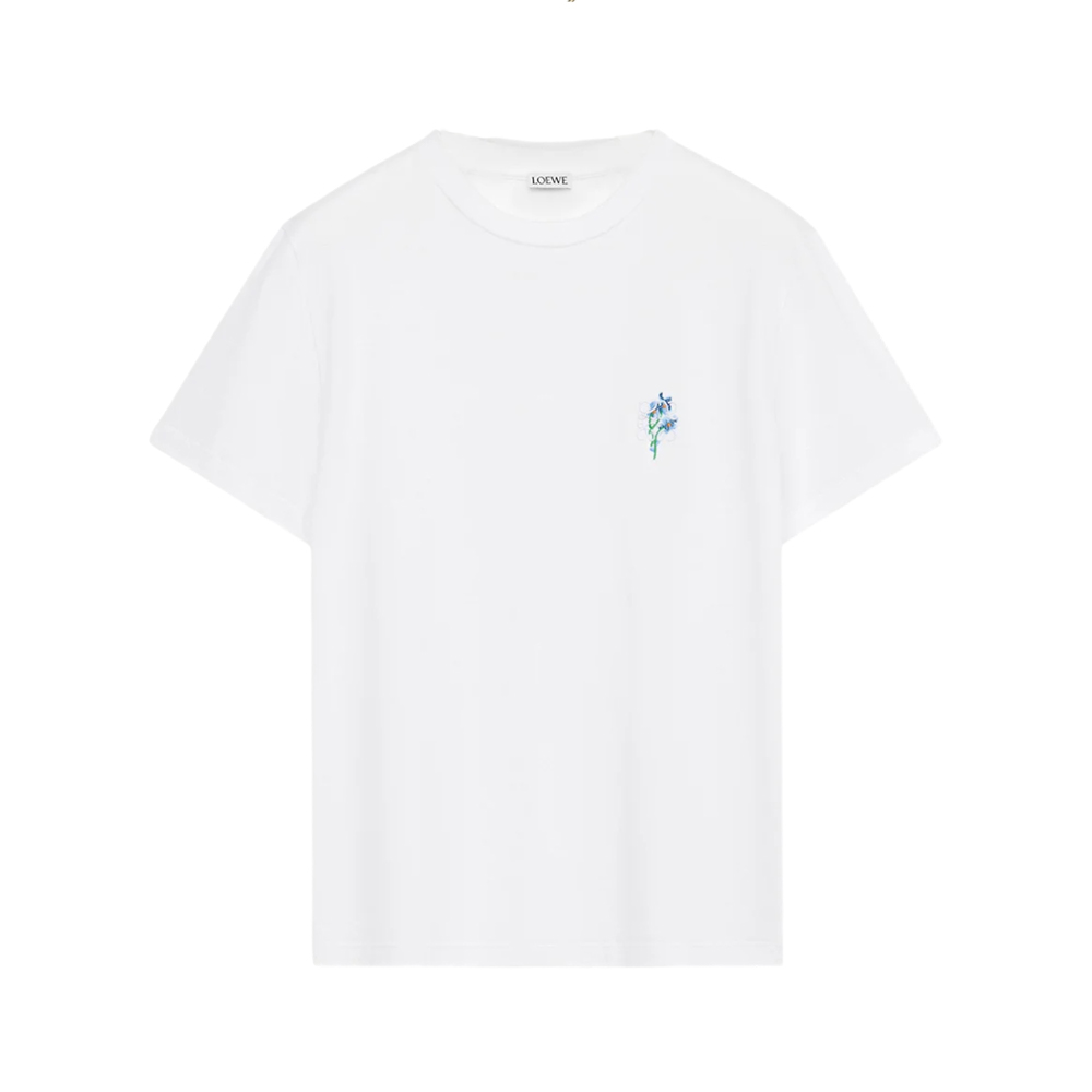 LOEWE Floral Anagram Embroidery Relaxed Fit Cotton T-Shirt White