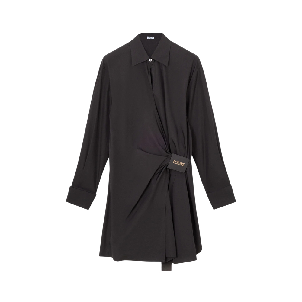 LOEWE [6.6UNCANG HARGA] Wrap Shirt Dress Cotton Black