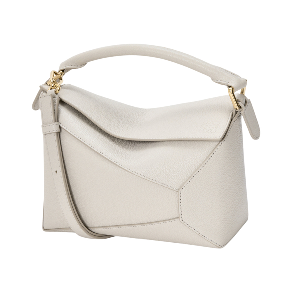 LOEWE Small Puzzle Edge Bag in Soft Grained Calfskin Light Ghost Ghw