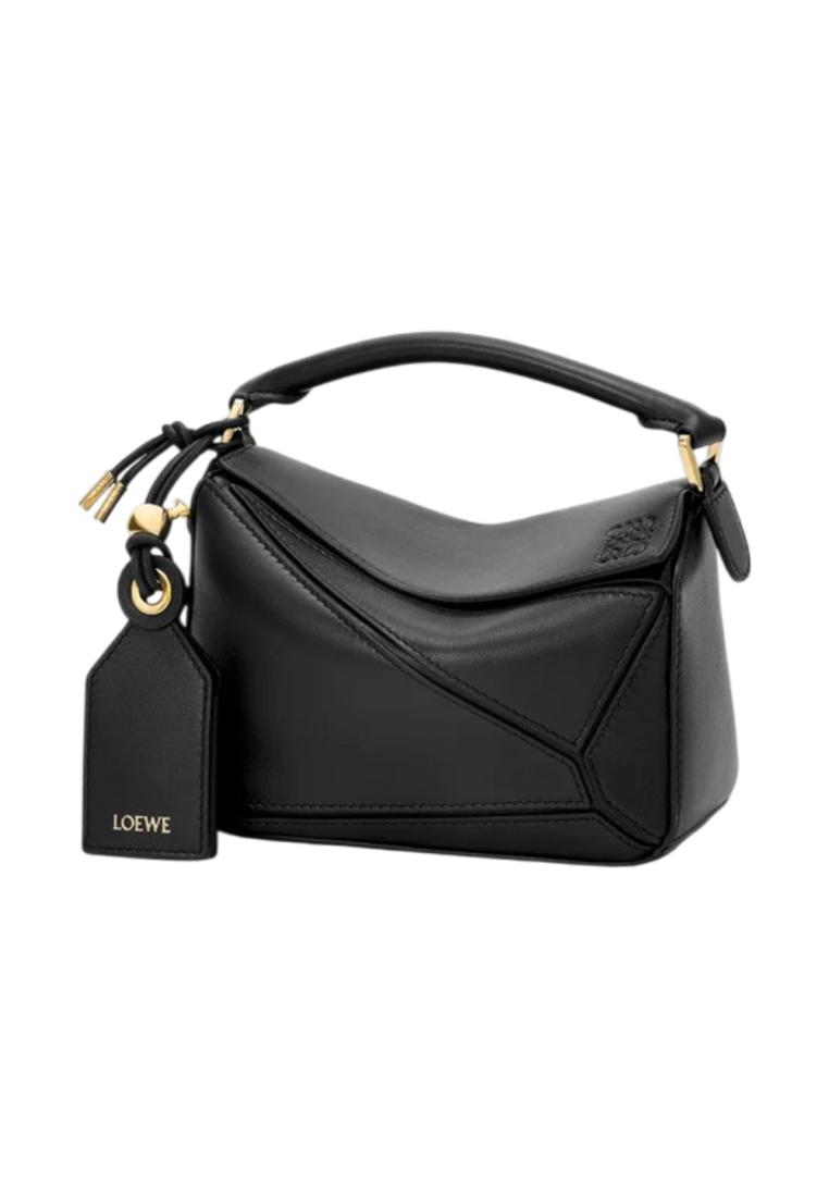 LOEWE Mini Featherlight Puzzle Nappa Lambskin Bag Black Ghw