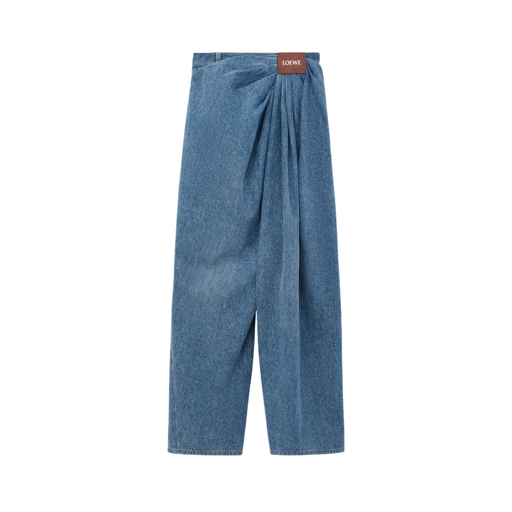 LOEWE Draped Jeans in Denim Indigo Blue
