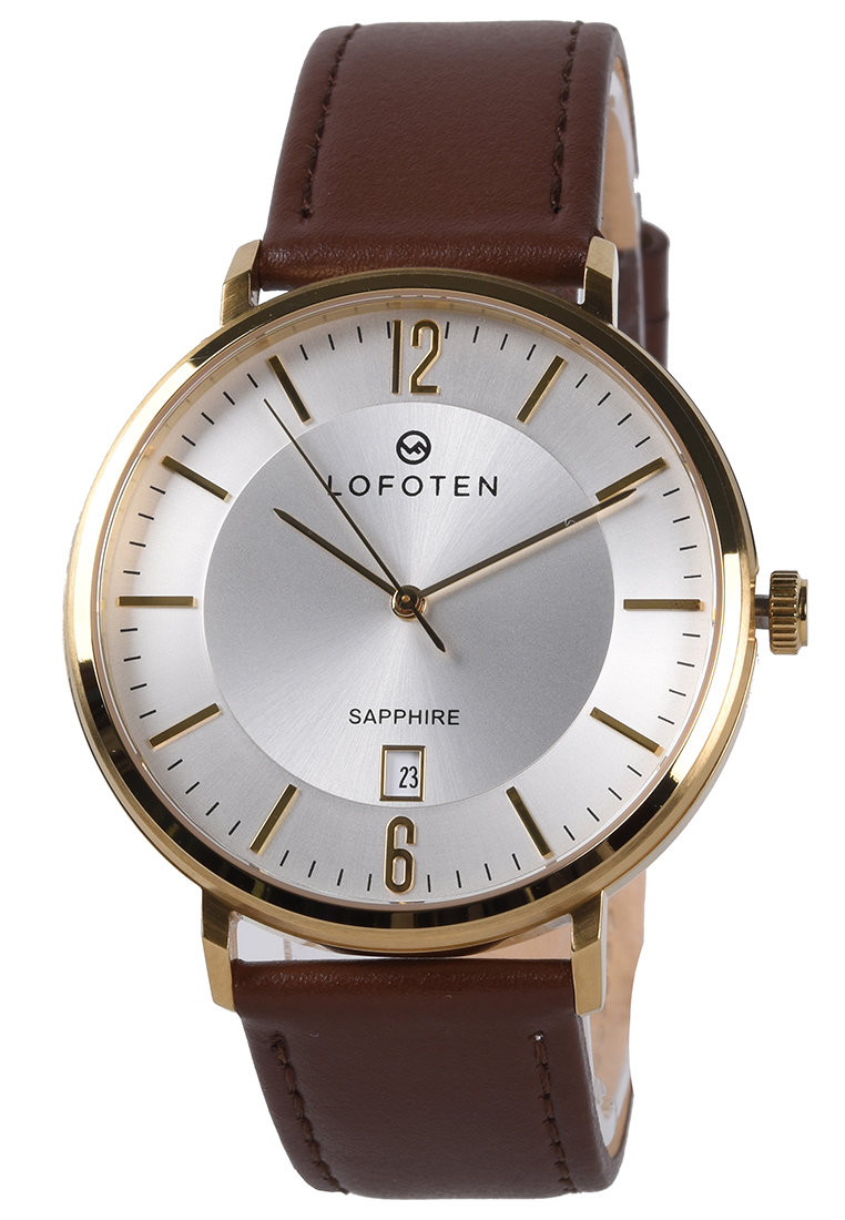 Lofoten Sapphire - Jam Tangan Pria - Gold - Brown Leather Strap - F8103M-A