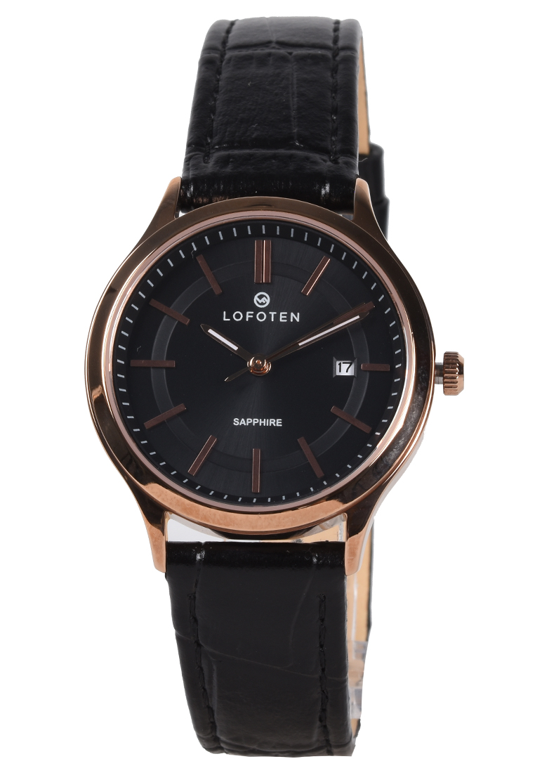 Lofoten Sapphire - Jam Tangan Wanita - Rosegold - Black Leather Strap - F8104M-C