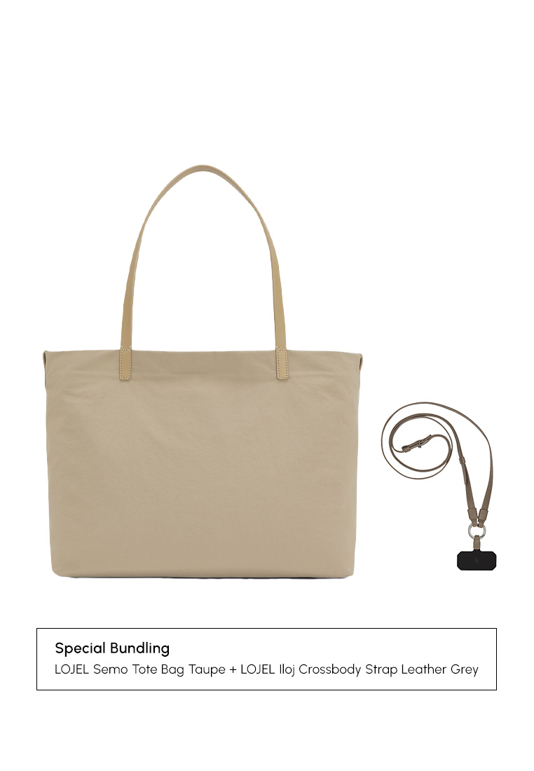 LOJEL Semo Tote Bag 18L Tierra Taupe + LOJEL Iloj Strap Leather Grey