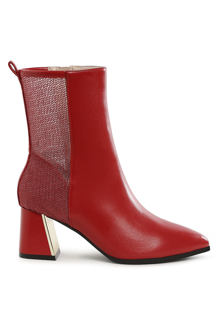 London Rag Sepatu bot runcing dengan detail jala berwarna merah