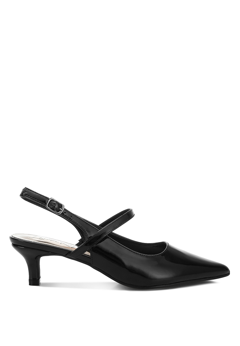 London Rag Sandal Slingback Hak Kucing Warna Hitam