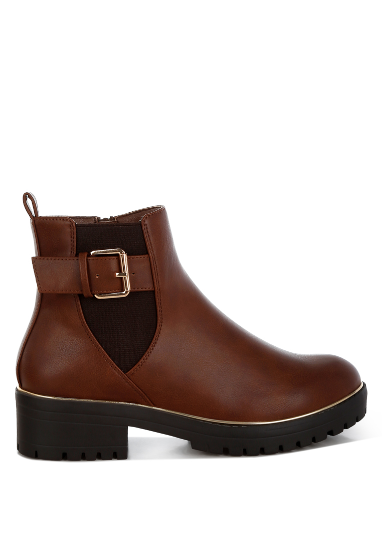 London Rag Sepatu bot tebal dengan detail gesper tebal berwarna cokelat