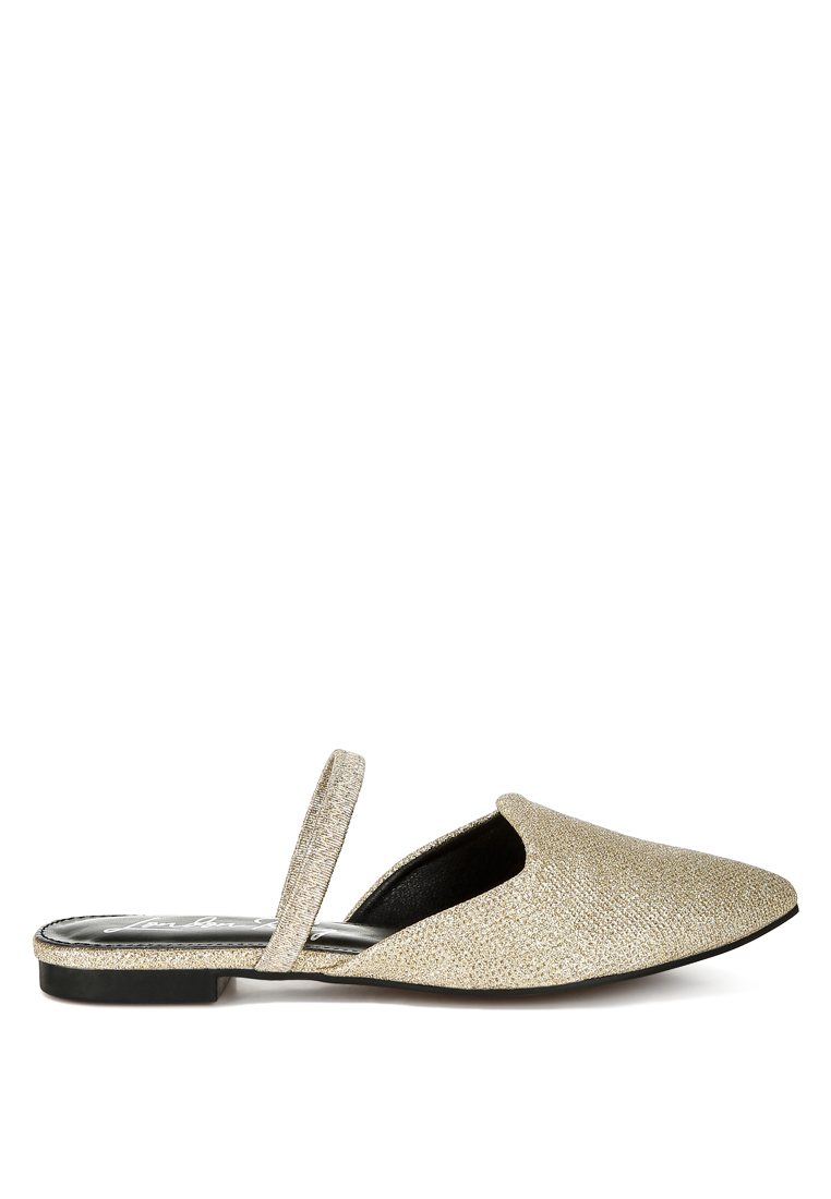 London Rag Sandal Datar Kulit Imitasi Glitter Warna Emas