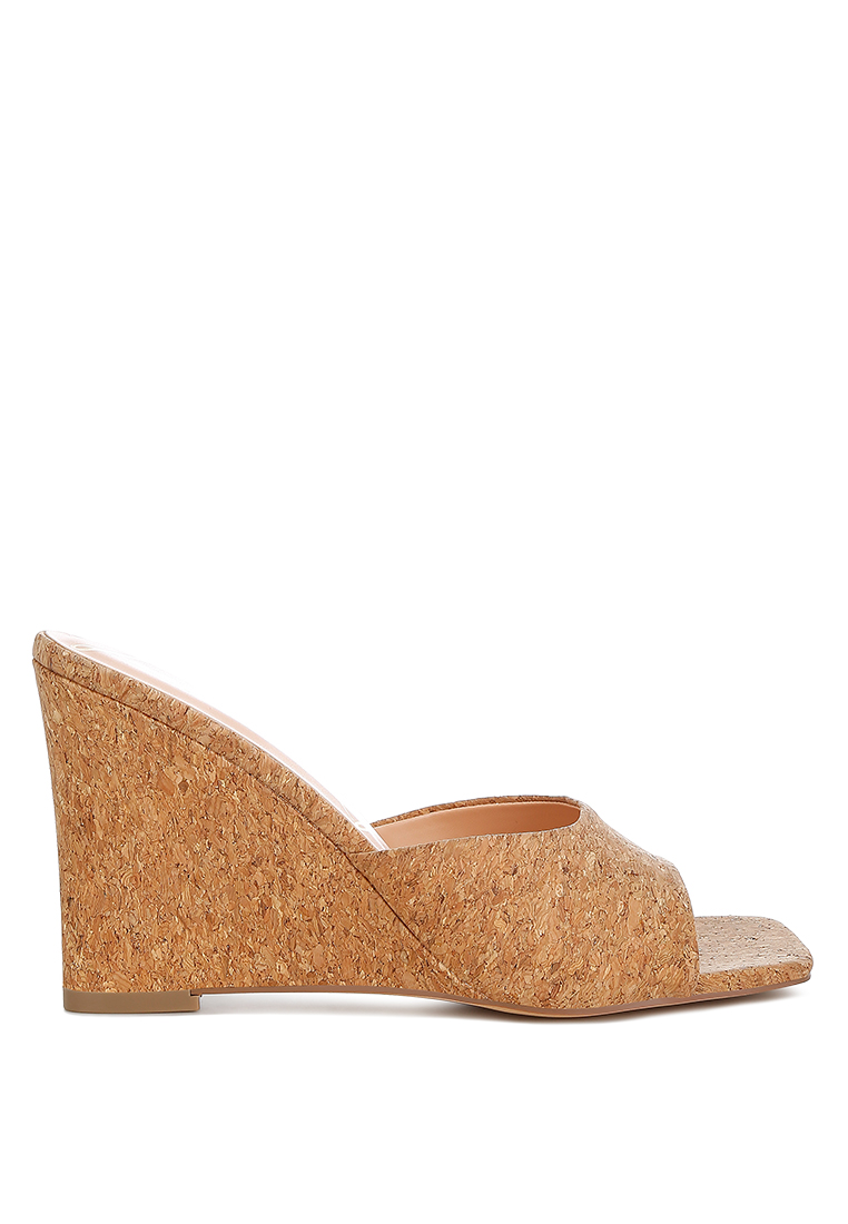 London Rag Sandal Wedge Gabus dalam Warna Alami