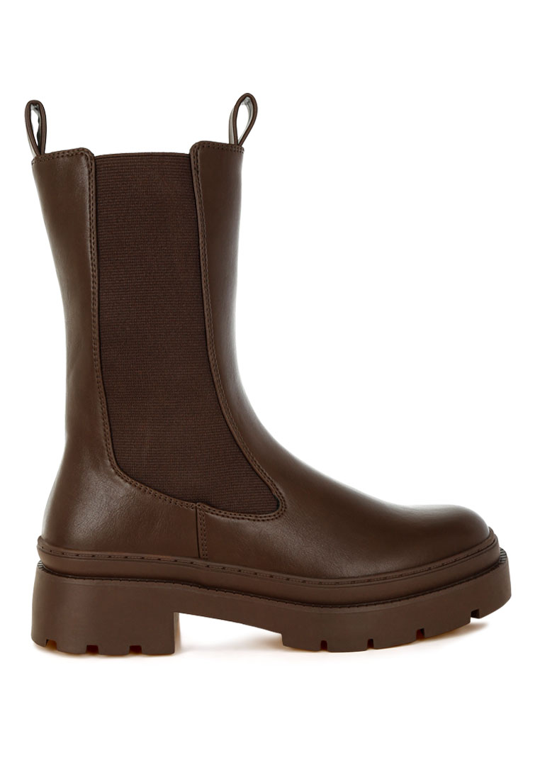 London Rag Sepatu Bot Lug Sole Gusset Elastis Warna Coklat