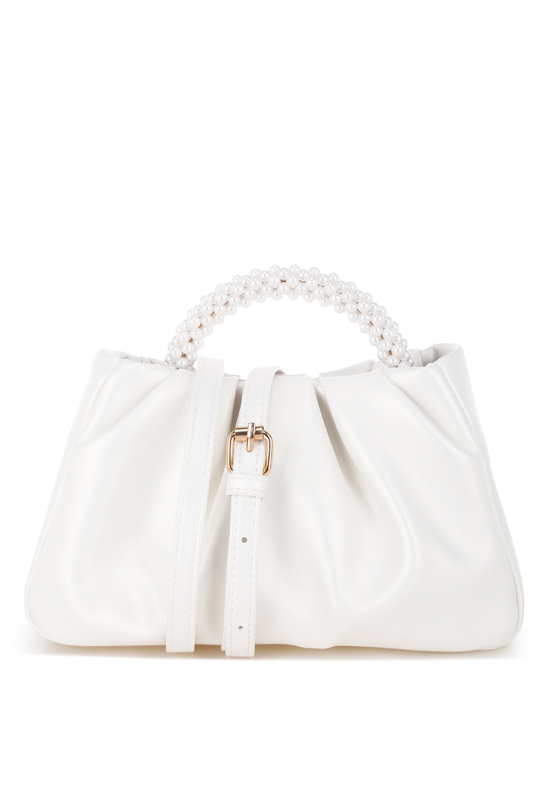 London Rag Pearl Strap Crossbody Bag in White