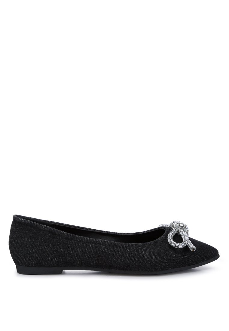 London Rag Flat Balet Detail Busur Hitam