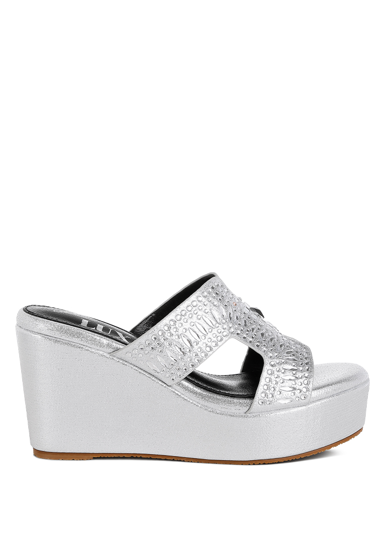 London Rag Sandal Cut-Out Detail Berlian Imitasi & Berlian Imitasi dalam Warna Perak