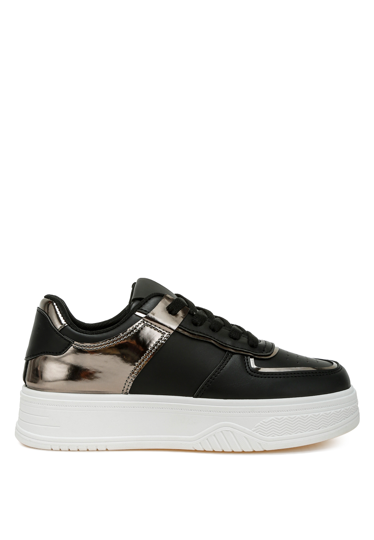 London Rag Sepatu Platform Panel Metalik dalam Bahan Timah Hitam