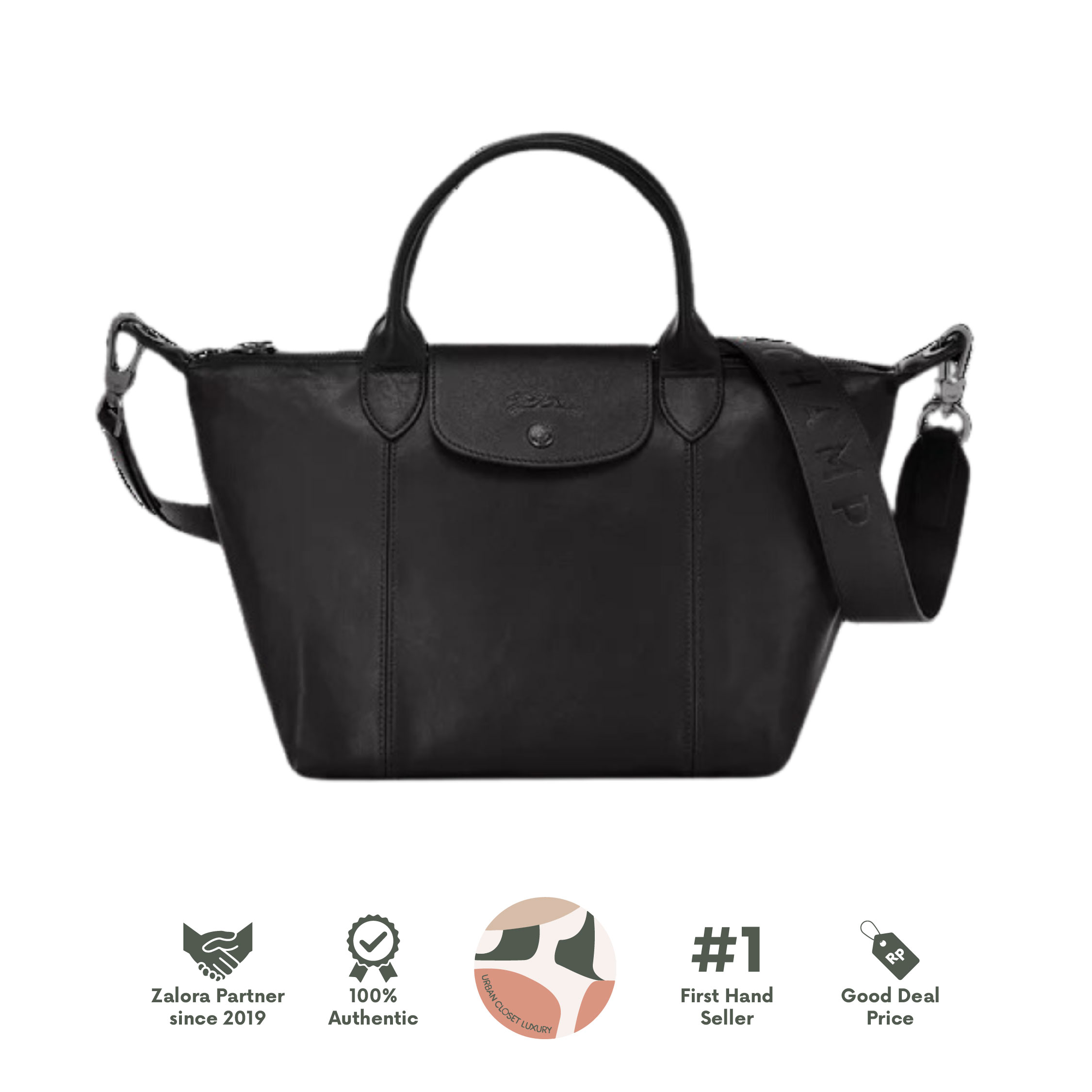 LONGCHAMP Le Pliage Cuir Small Black