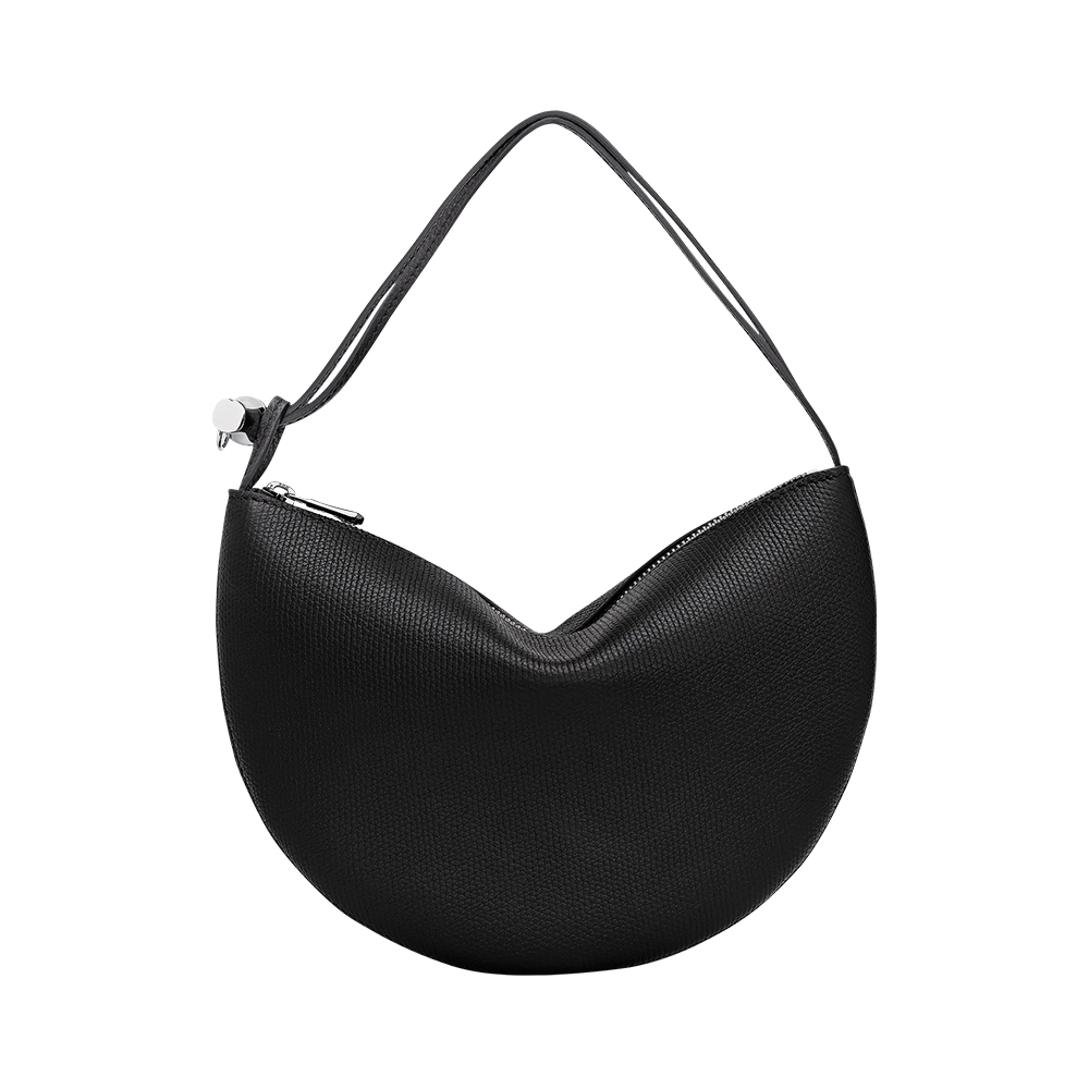 LONGCHAMP Le Roseau Leather Clutch Bag Black