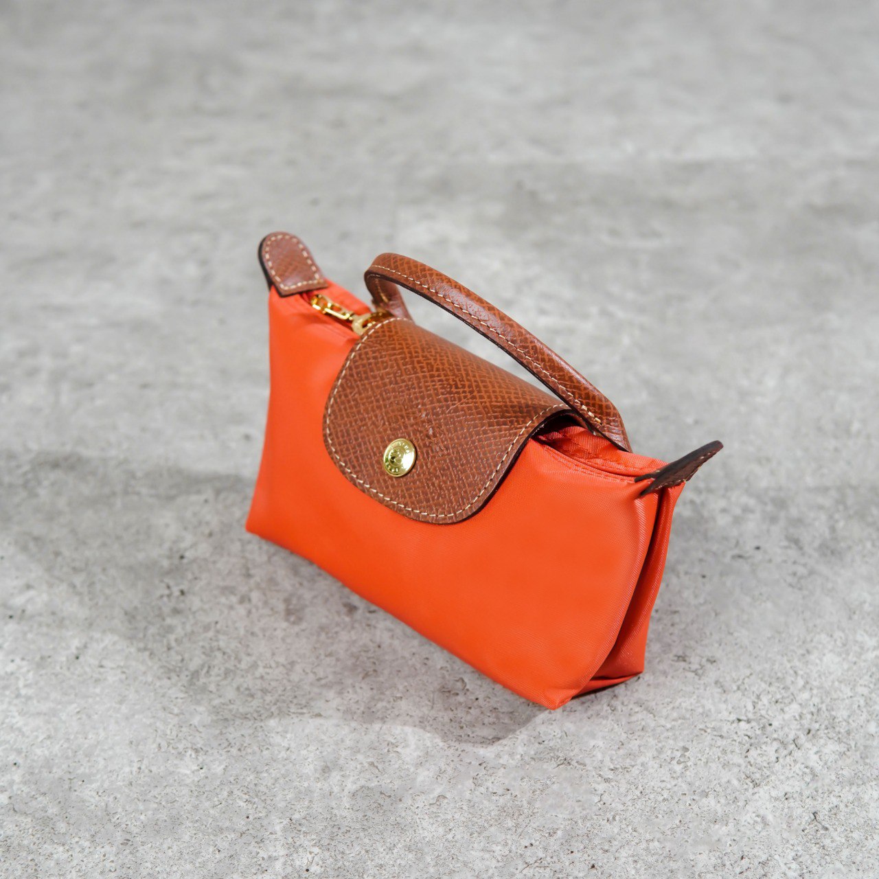 LONGCHAMP Tas LONGCHAMP LE PLIAGE ORIGINAL ORANGE TOMATO BEAUTY CASE 100% ORIGINAL
