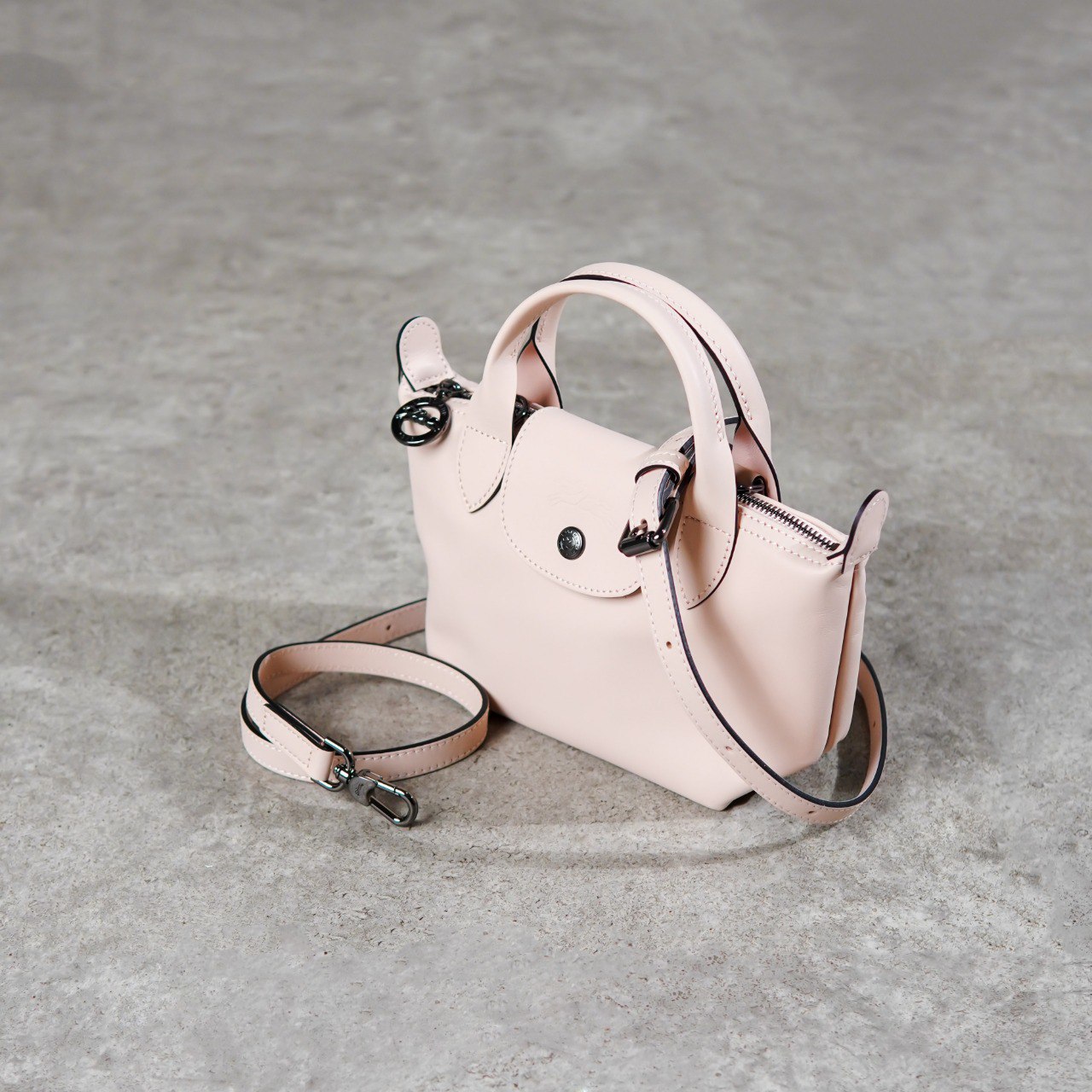 LONGCHAMP Tas LONGCHAMP LE PLIAGE CUIR LEATHER PINK SHOULDER BAG WITH LS XTRA SMALL 100% ORIGINAL