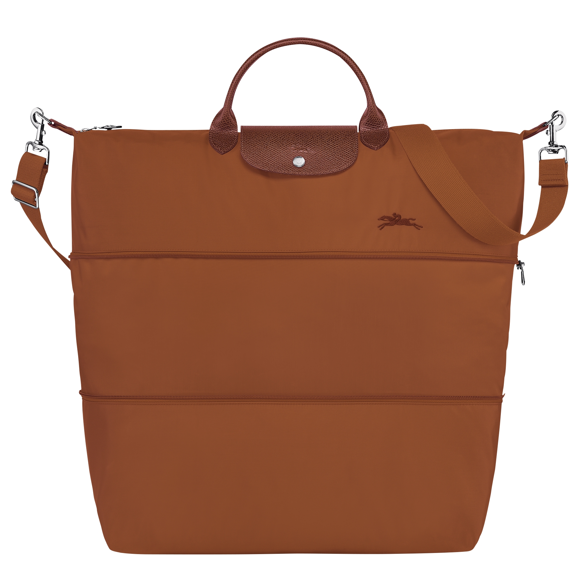LONGCHAMP Le Pliage Green Travel Bag Expandable - Brown Cognac