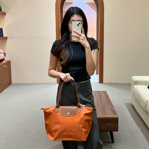 LONGCHAMP Tas LONGCHAMP LE PLIAGE LONG HANDLE BRIQUE SHOULDER BAG MEDIUM 100% ORIGINAL