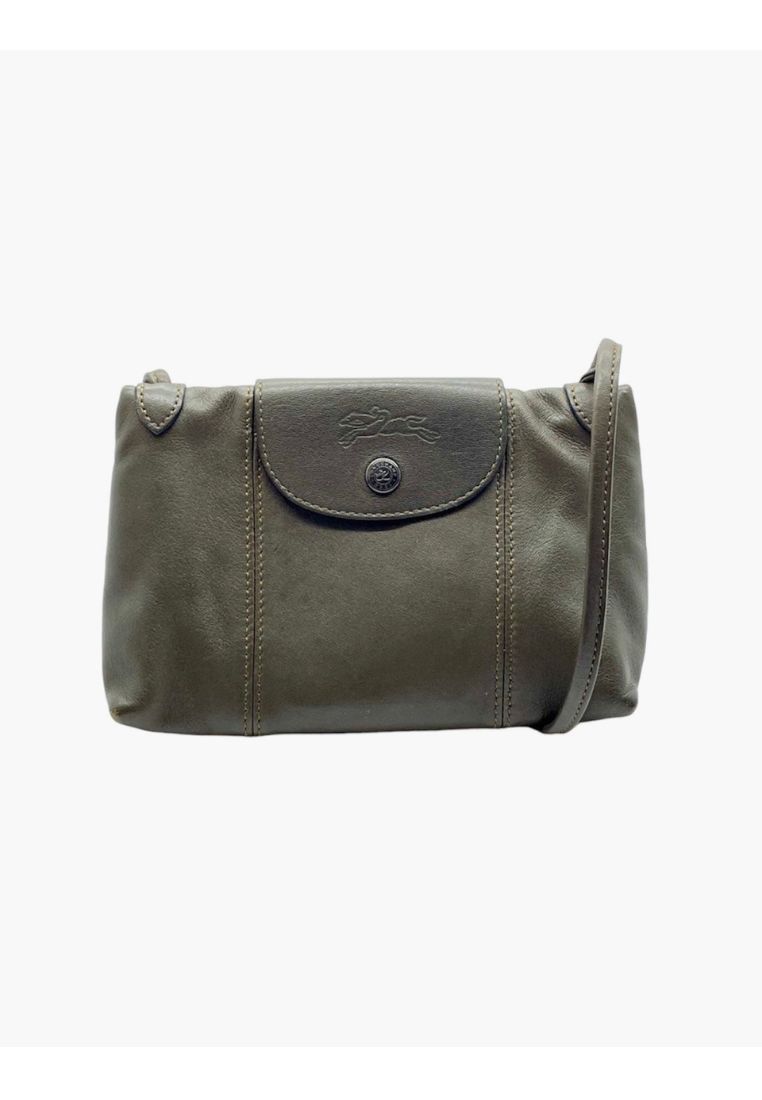 Longchamp Le Pliage Cuir Crossbody Bag Olive