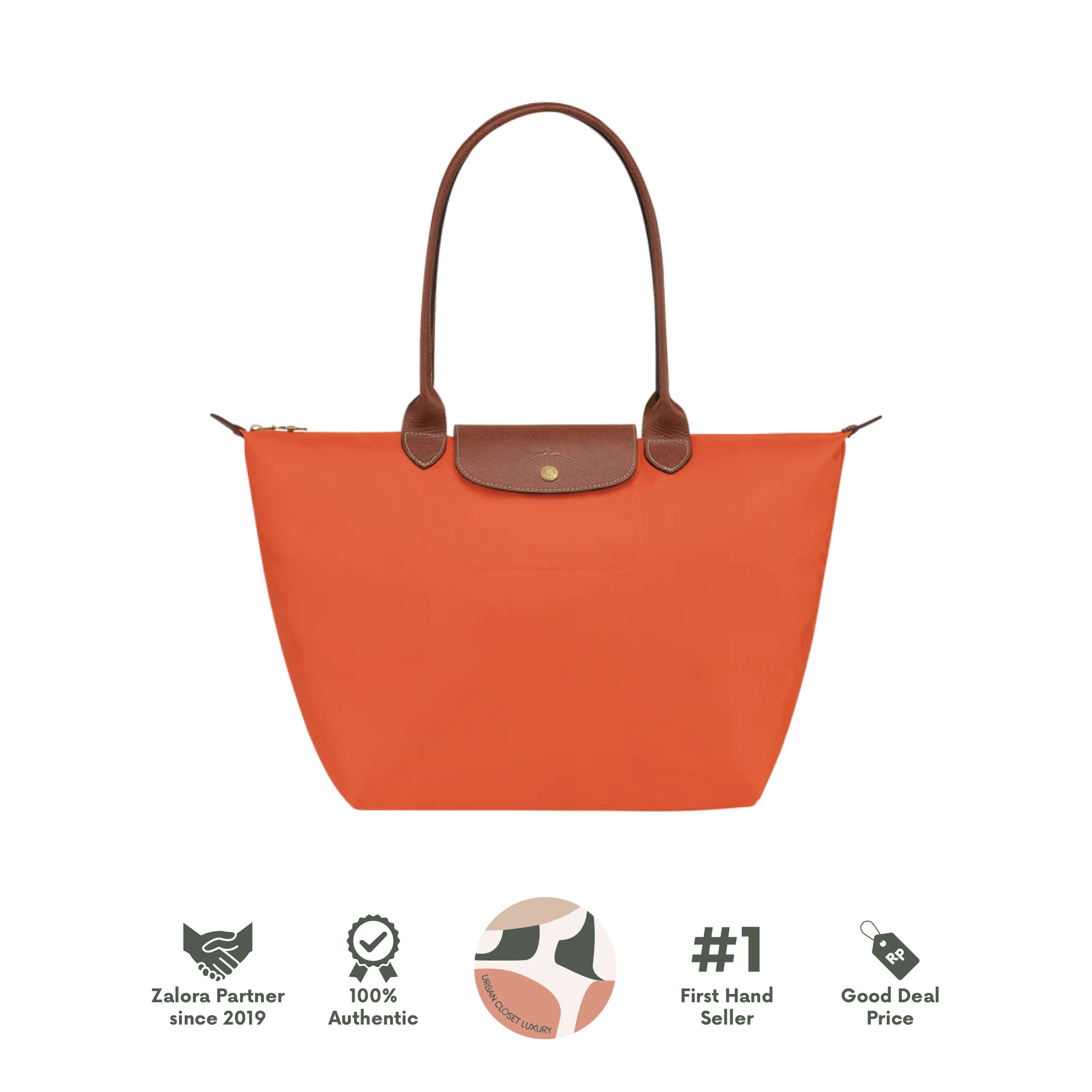Longchamp Le Pliage Original Small Long Handle Orange