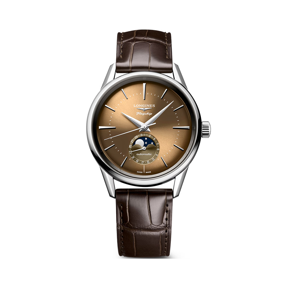 Longines Flagship Heritage Moonphase 38 - L4.815.4.62.2 Sunray Beige Dial Alligator Strap