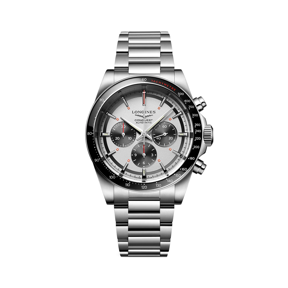Longines Conquest 42 - L3.835.4.72.6 Chronograph Silver Dial Steel Strap