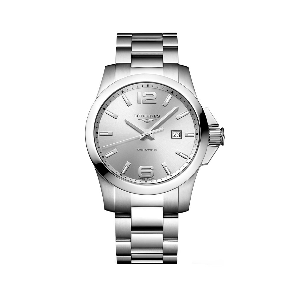 Longines Conquest 43 - L3.760.4.76.6 Quartz Sunray Silver Steel Strap