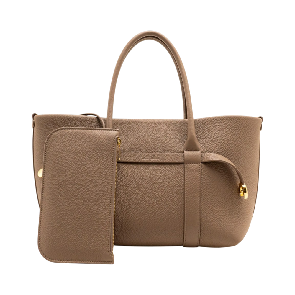 Loro Piana Ghiera Shopper Small Bag Fossil Sun Gold