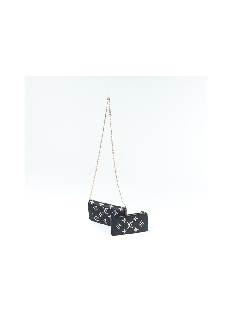 Louis Vuitton Tas LOUIS VUITTON LV FELICIE MONOGRAM BEIGE BLACK POCHETTE SHOULDER BAG 100% ORIGINAL