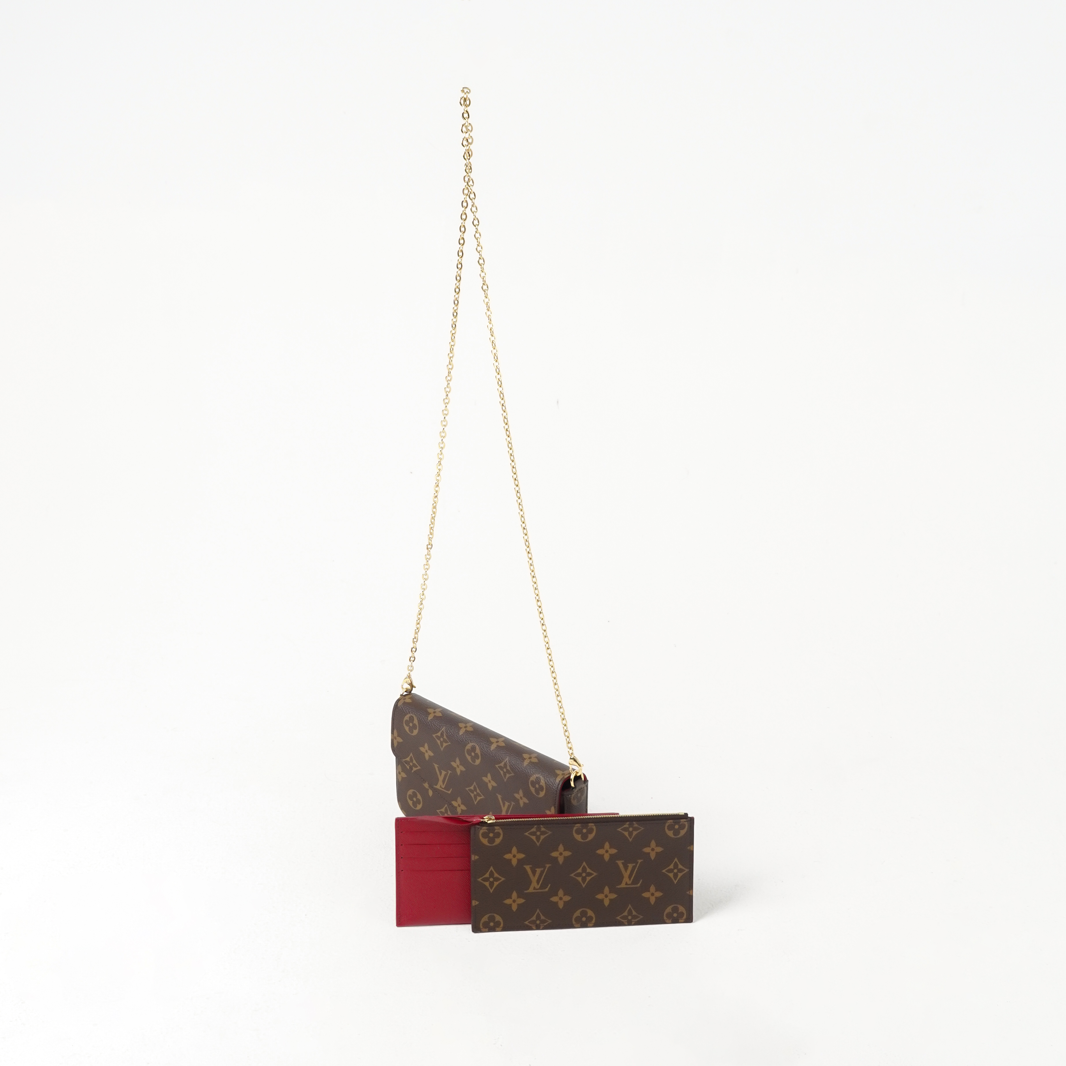 Louis Vuitton Tas LOUIS VUITTON LV FELICIE ECLIPSE FUCHSIA BROWN POCHETTE SHOULDER BAG 100% ORIGINAL