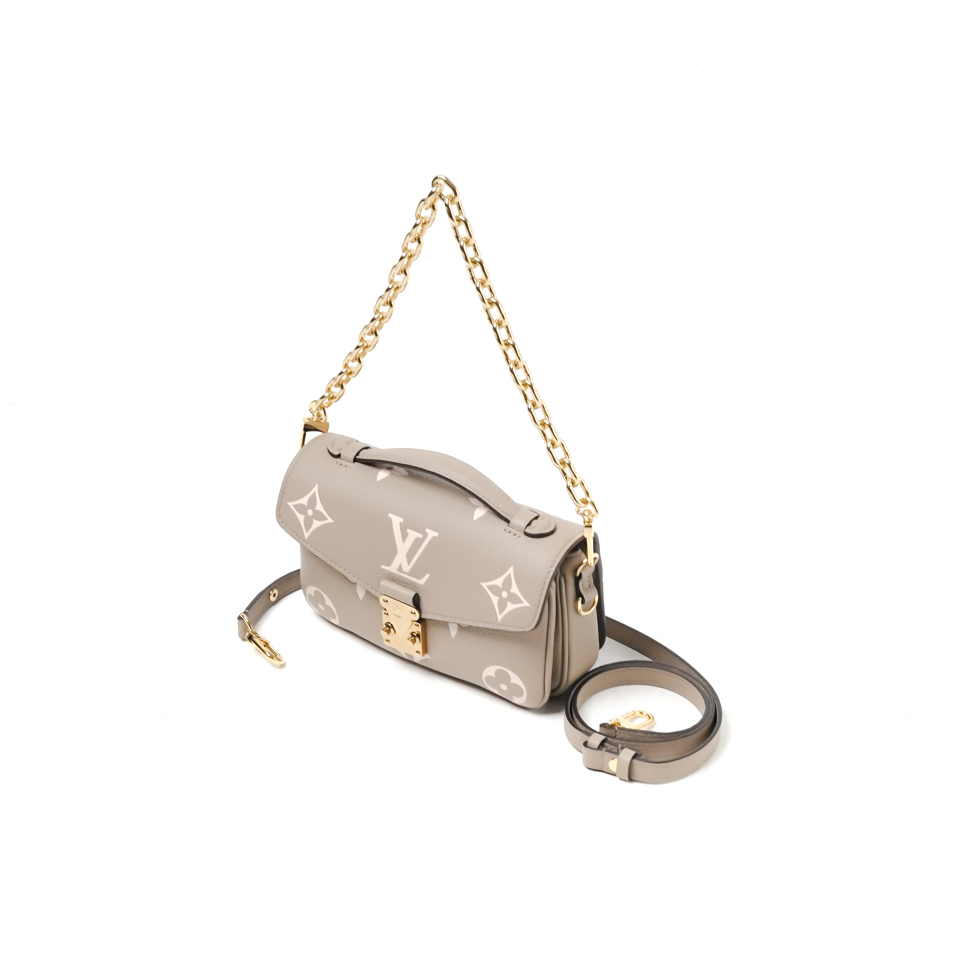 Louis Vuitton Tas LOUIS VUITTON LV POCHETTE METIS EAST WEST EMPREINTE BEIGE CHAIN SHOULDER BAG 100% 