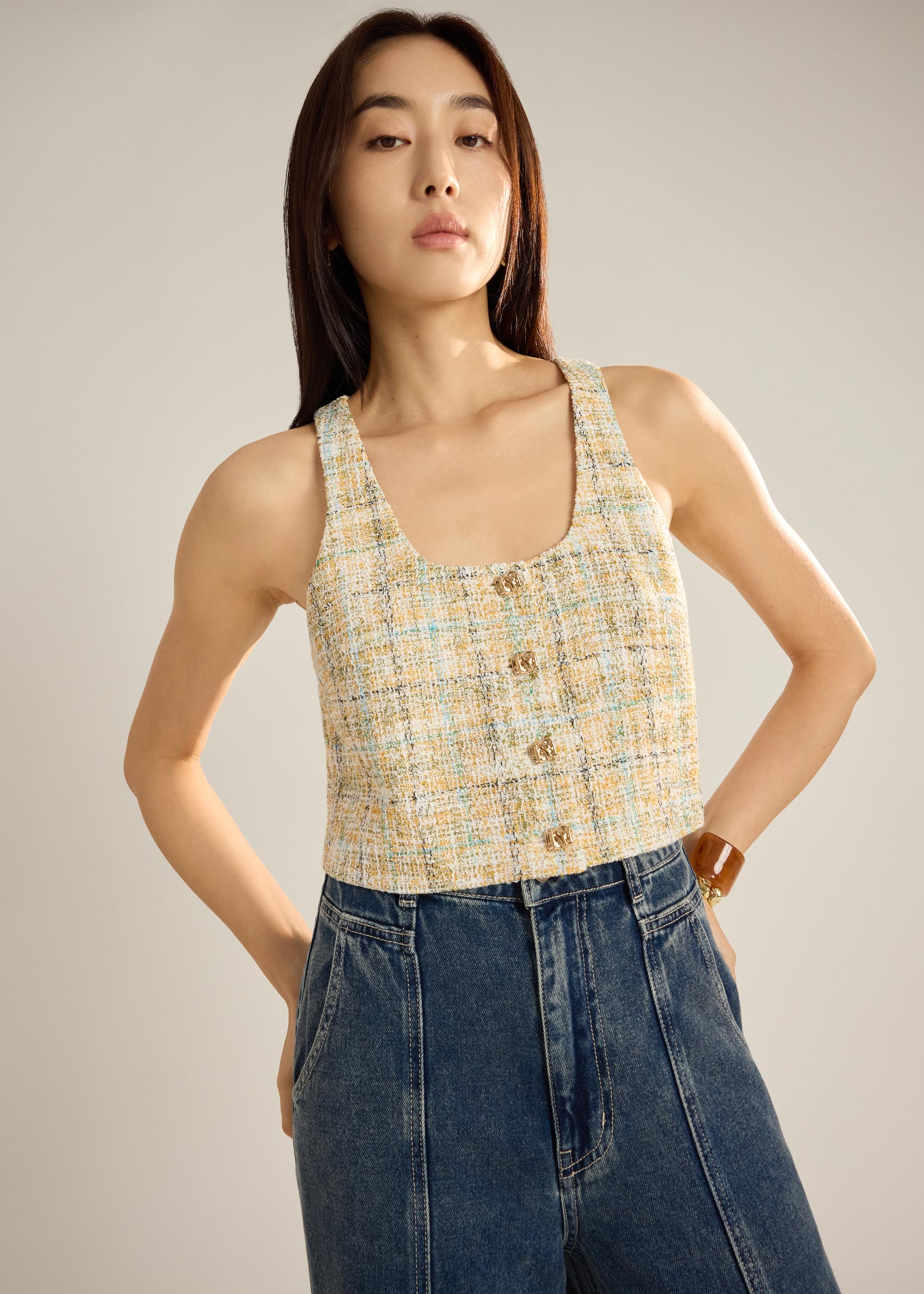 Love, Bonito Atasan Wanita - Tweed Boxy Shell Top