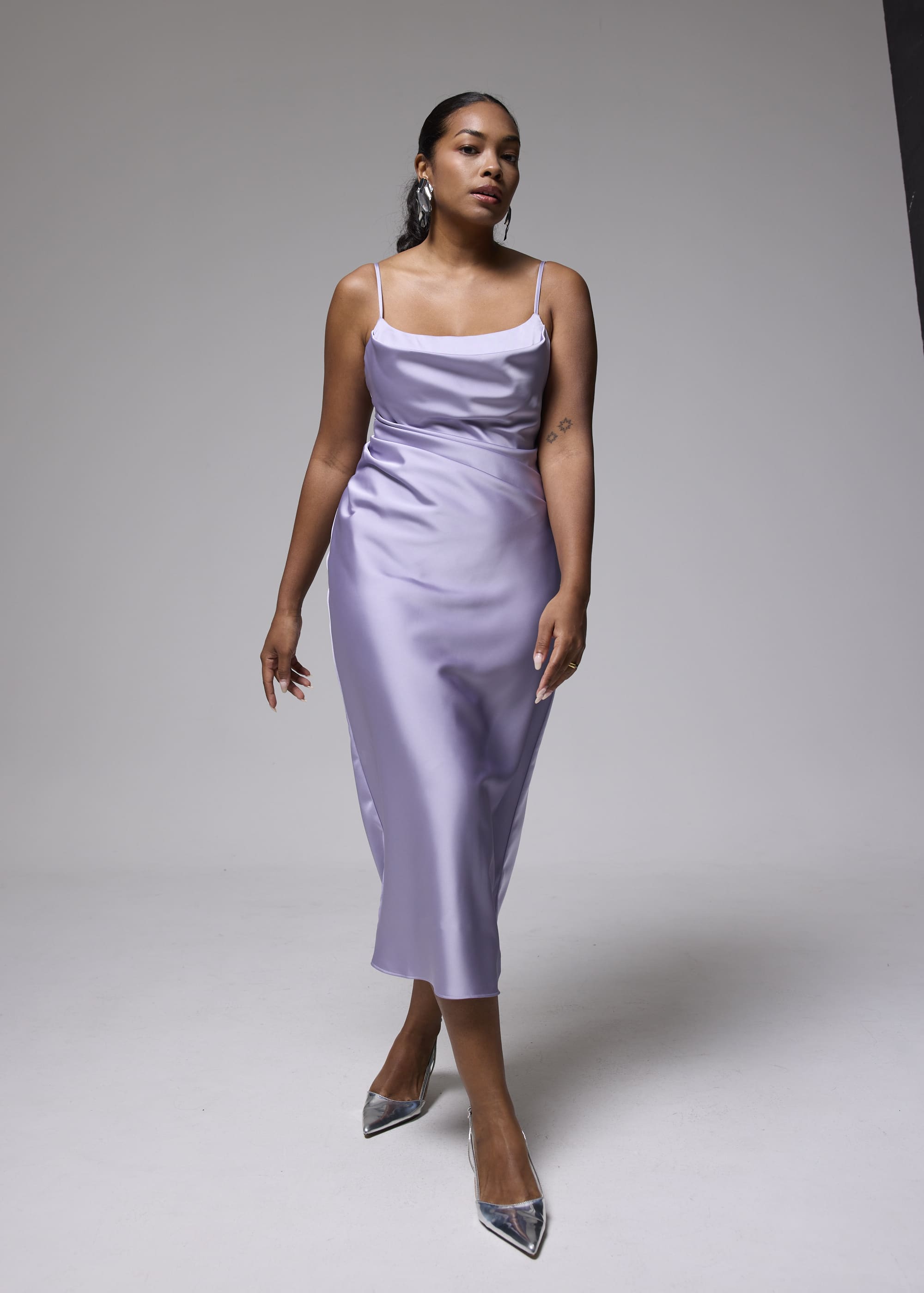 Love, Bonito Dress Wanita - BraFree by LB Esme Satin Column Drape Midi Dress