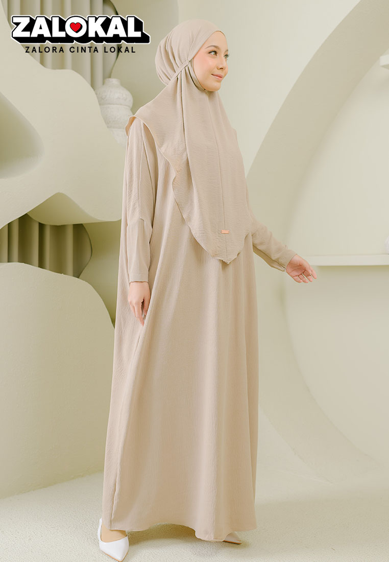 Lozy Hijab Hafsha Abaya Set Nude Cream