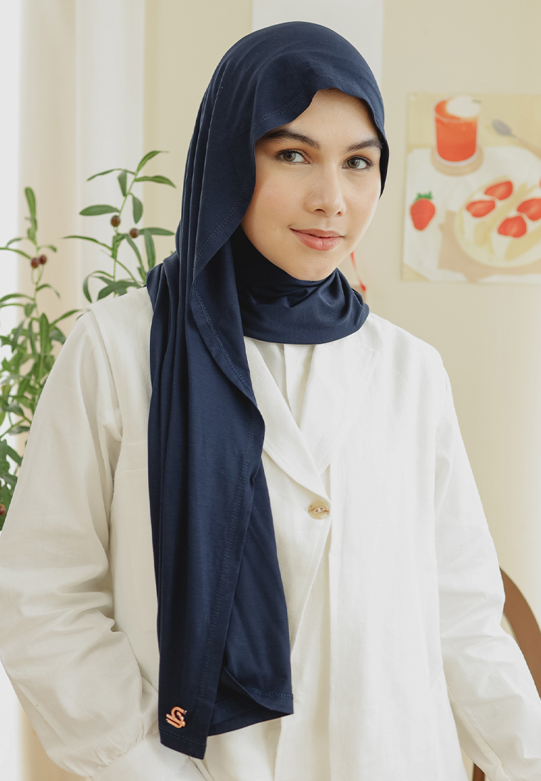 Lozy Hijab Tana Signature Shawl Navy (Pashmina Rayon Exclusive New Label)