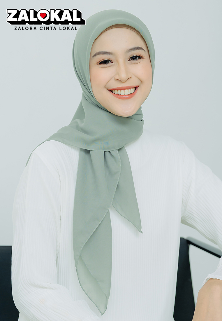 Lozy Hijab Polly Cotton (Hijab Segiempat Bella Square) Green Pastel