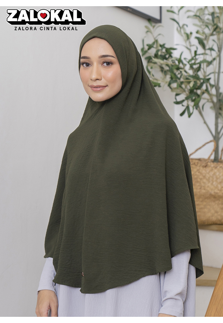 Lozy Hijab Safa Instan Syari (Hijab Syari Jumbo Menutup Dada) Army