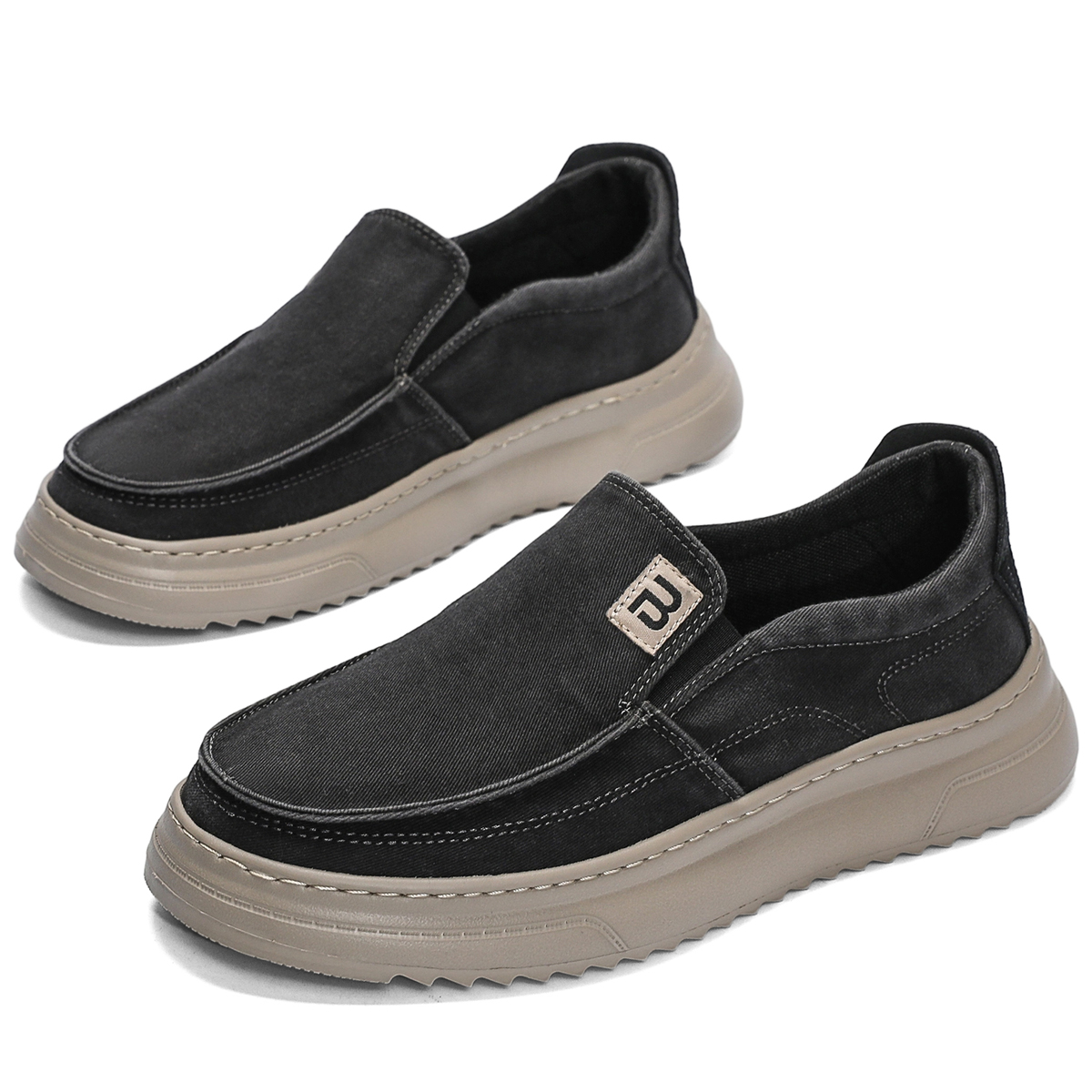 LURAD Sepatu Slip On Pria Polos Kanvas Simple Sneakers Cowok Slide Selop XK1122