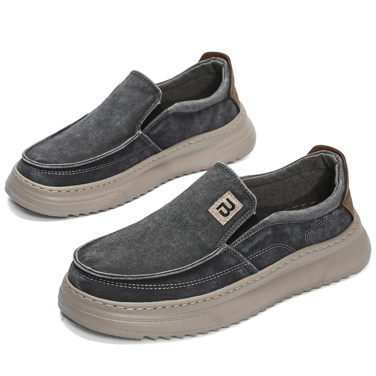 LURAD Sepatu Slip On Pria Polos Kanvas Simple Sneakers Cowok Slide Selop XK1122