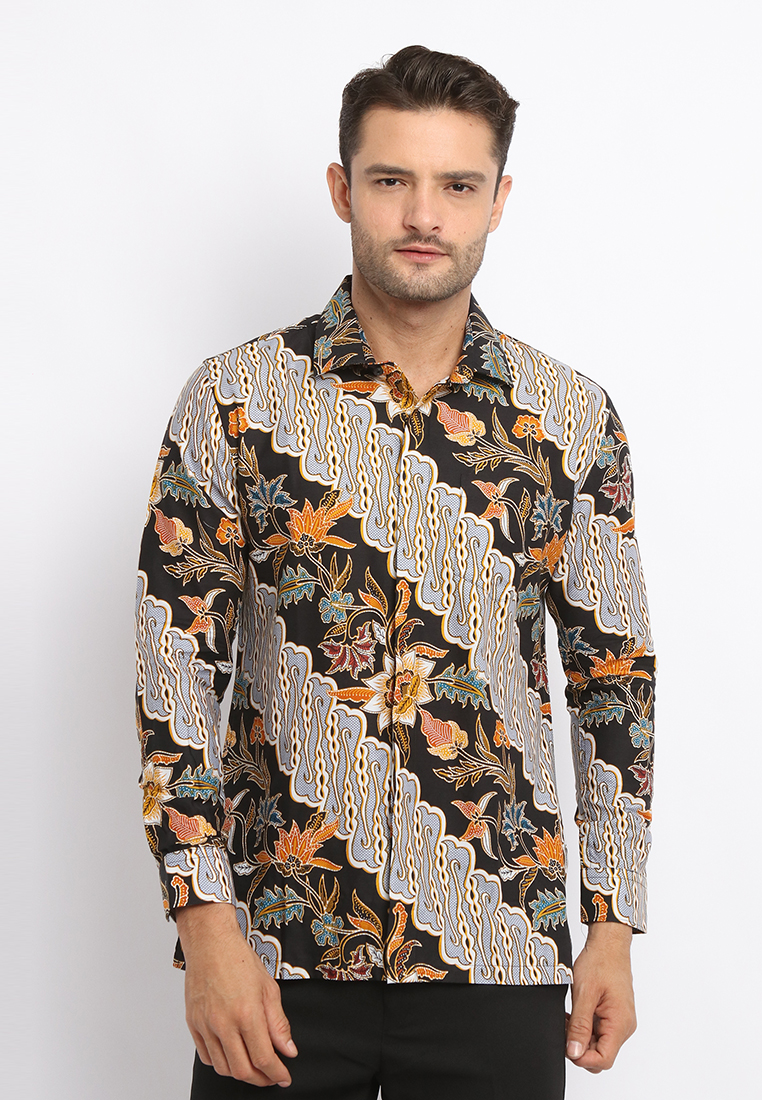 MAGINOT INDRA BLACK Batik Slim Fit Lengan Panjang