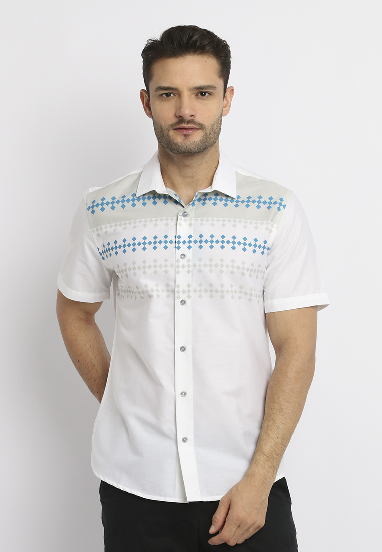 MAGINOT CAESAR WHITE Kemeja Casual Slim Fit Lengan Pendek