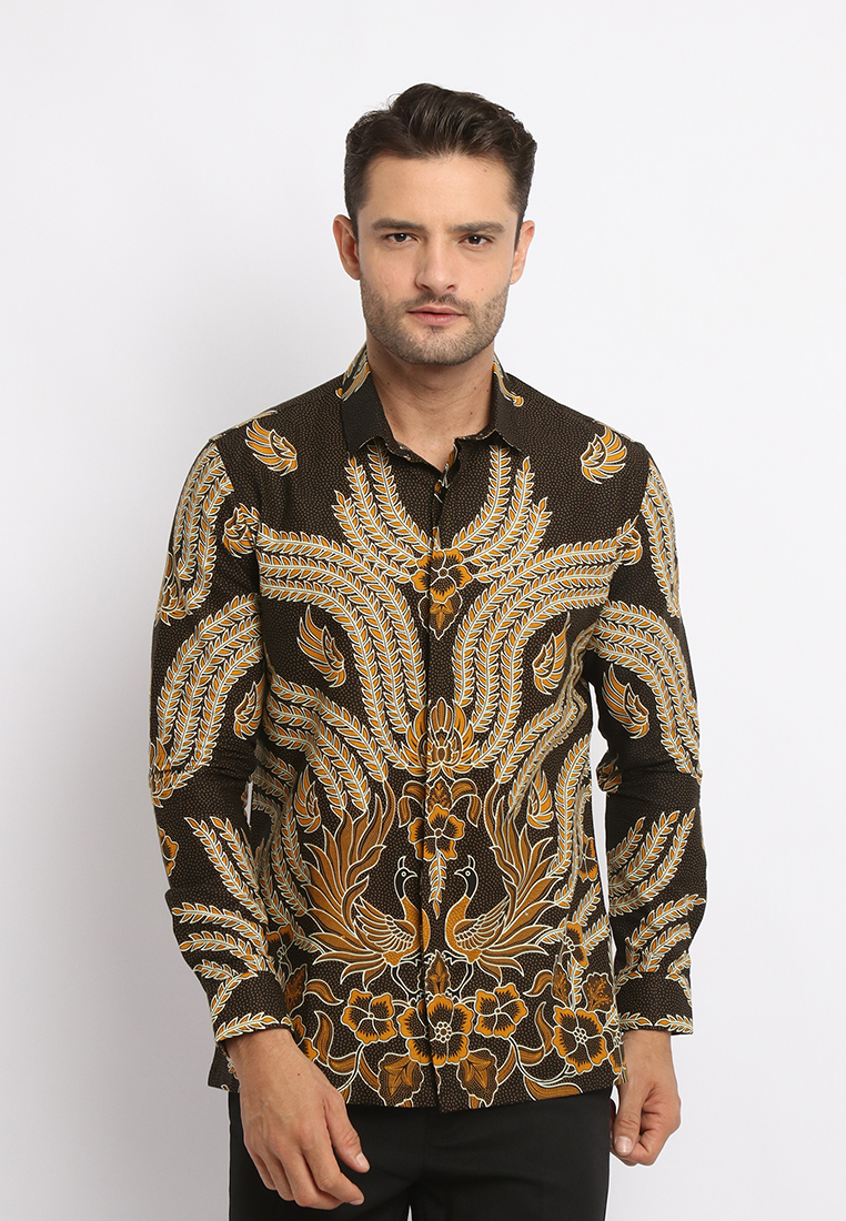 MAGINOT ANDRA BROWN Batik Slim Fit Lengan Panjang