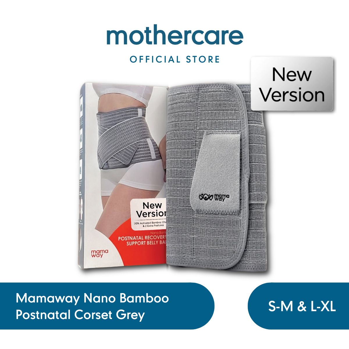 Mamaway Nano Bamboo Postnatal Belly Band Corset Grey - Korset Pasca Melahirkan (Abu)