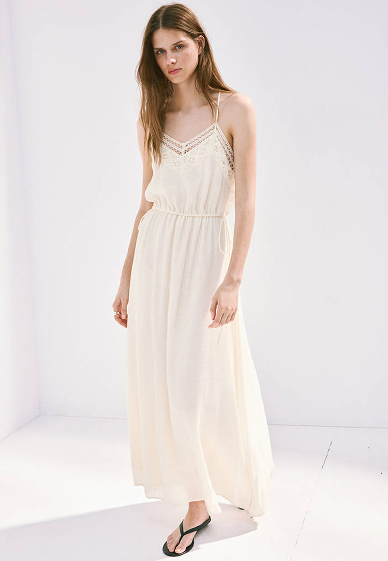 Mango Embroidered Cutwork Crinkle Dress