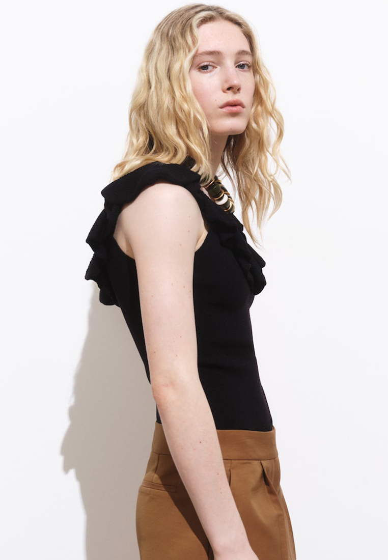 Mango Ruffle Knit Top