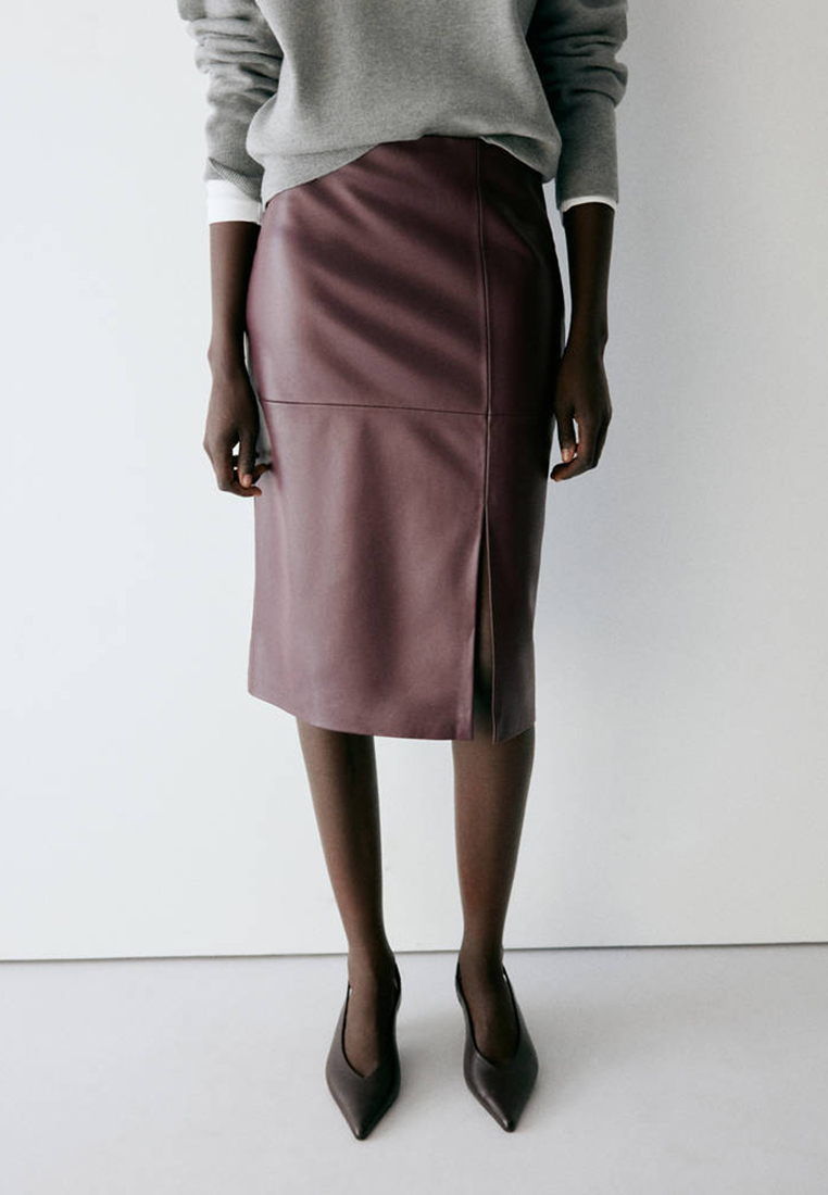 Mango Straight Leather-Look Skirt