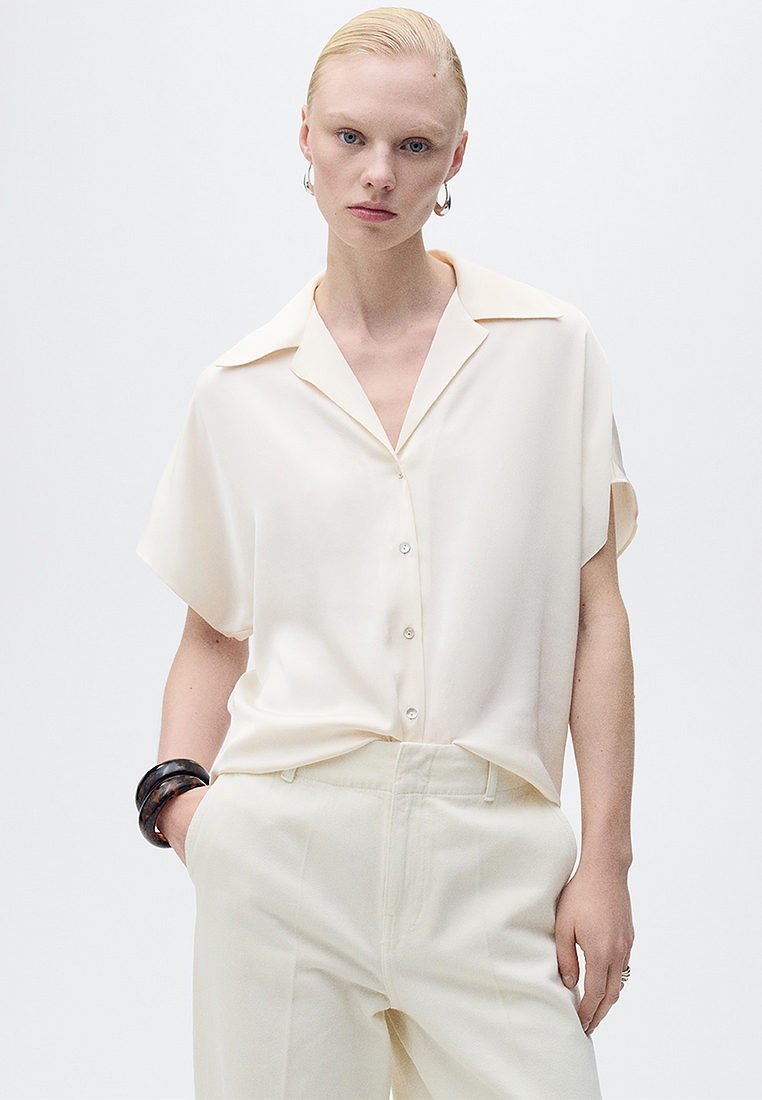 Mango Short-Sleeved Satin Shirt